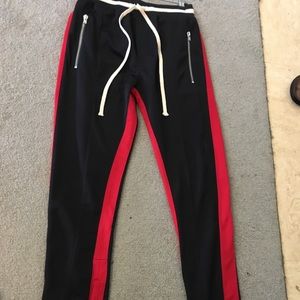 Fear of God Track Pants Black/Red stripe